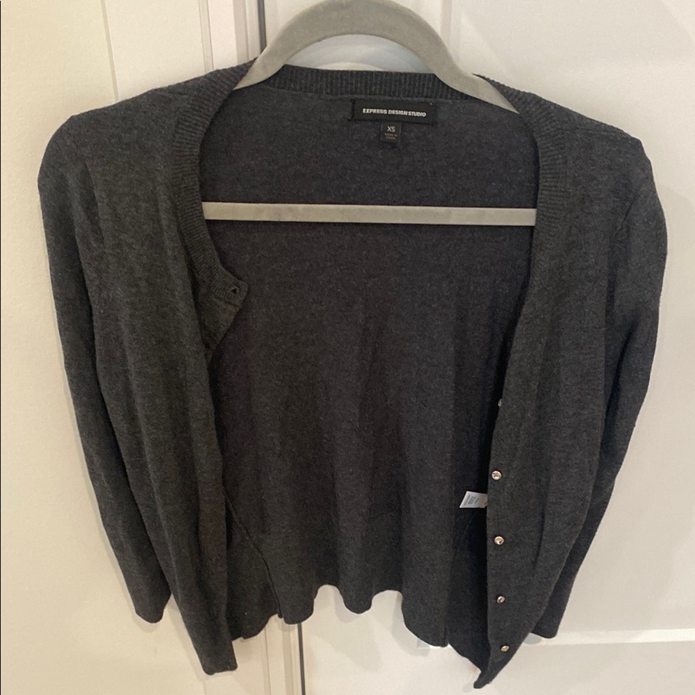 Classic Gray Knit Cardigan Sweater
